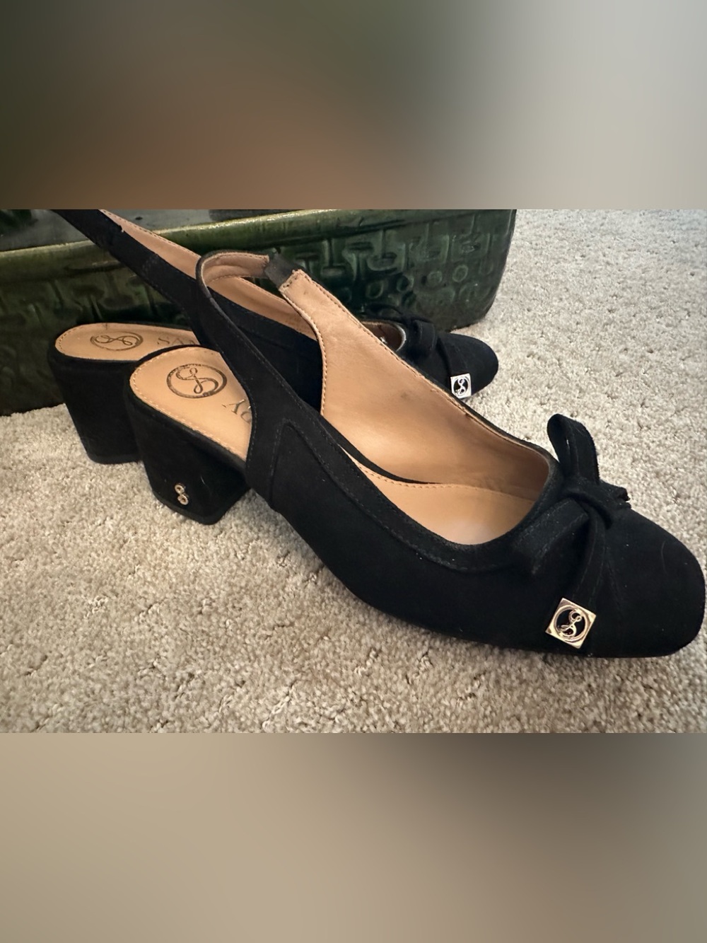 WORN ONCE Sam Libby size 6.5 Black Slingback Block Heel Women’s Dress Shoe